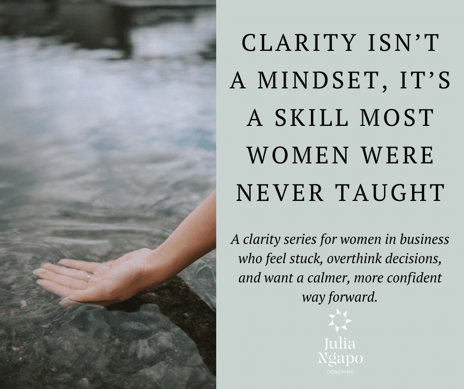 Woman's hand lying on top of water, palm up, creating ripples to represent clarity - Julia Ngapo Coaching